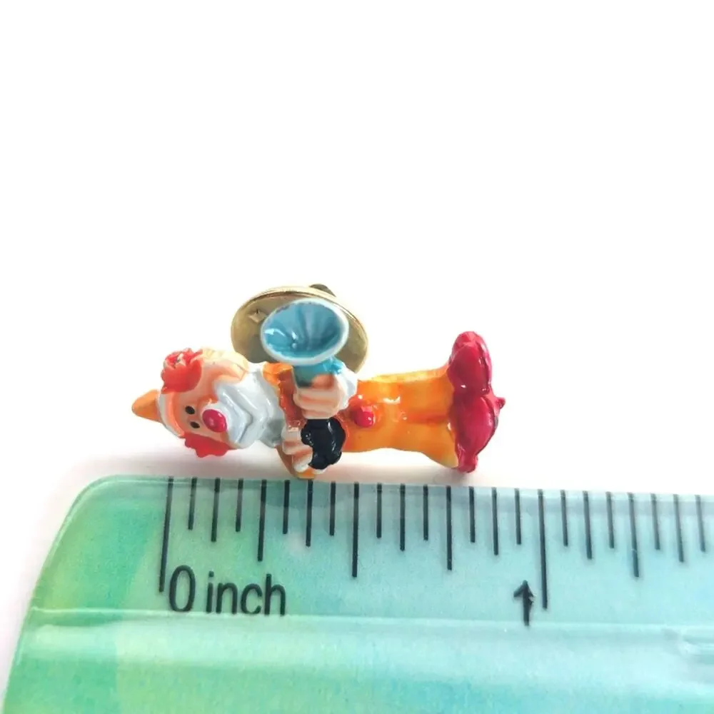 Vintage Estate Signed J Jo Collectible Acrylic Whimsical Circus Clown Lapel Pin